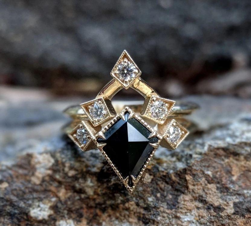 Black Diamond Kite Ring