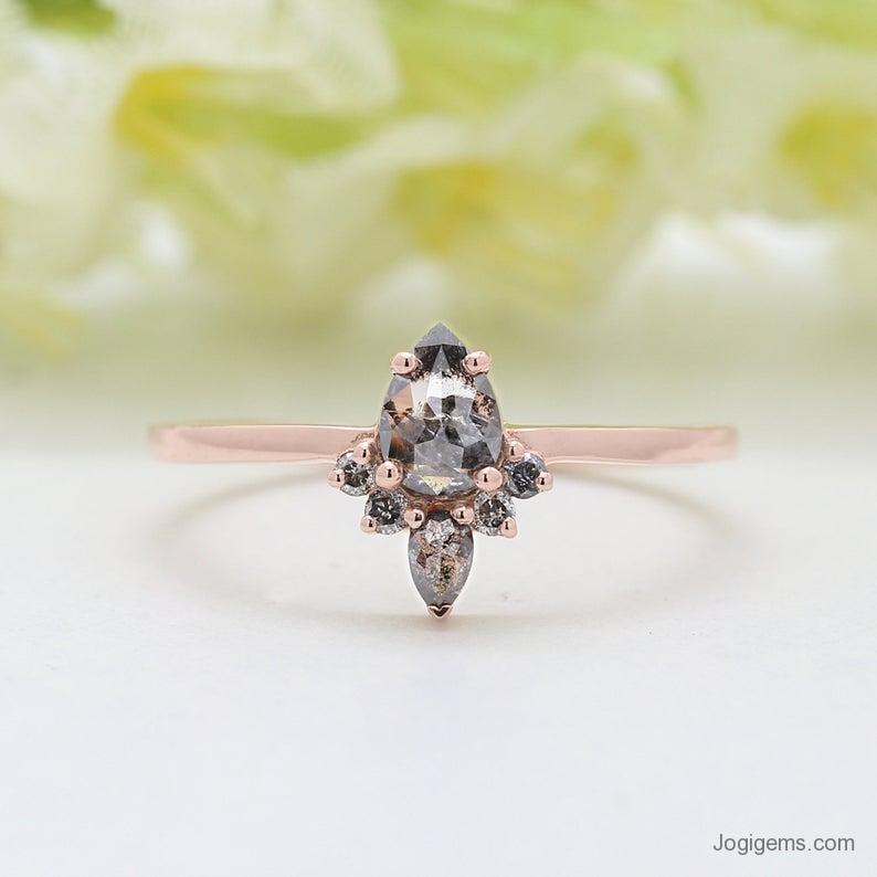 Tear Drop Vintage Engagement Ring.