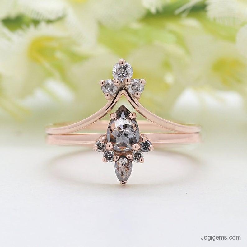 Tear Drop Vintage Engagement Ring.