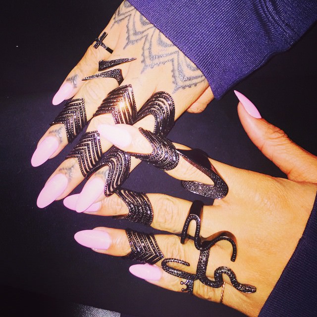 rihanna chevron black diamond rings