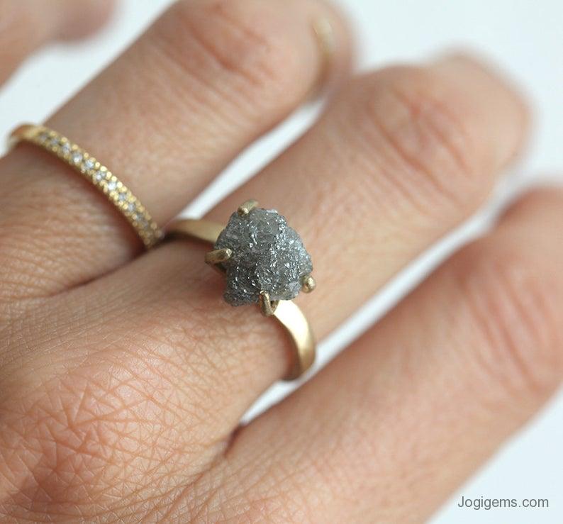 Gray Raw Diamond Ring