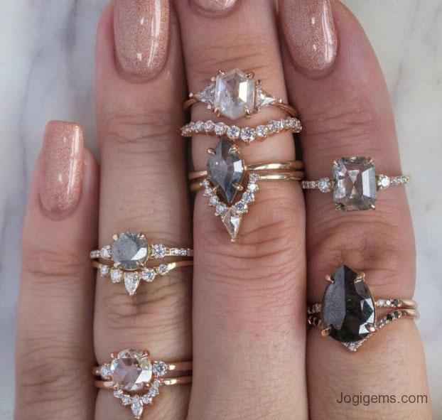 Salt and Pepper Diamond Engagement Rings