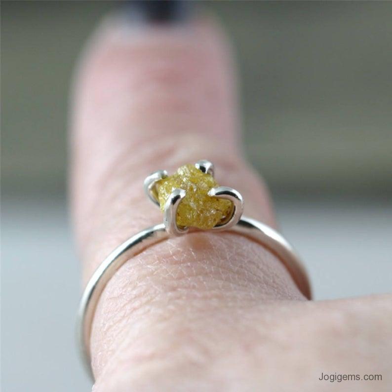 Raw yellow deals diamond ring