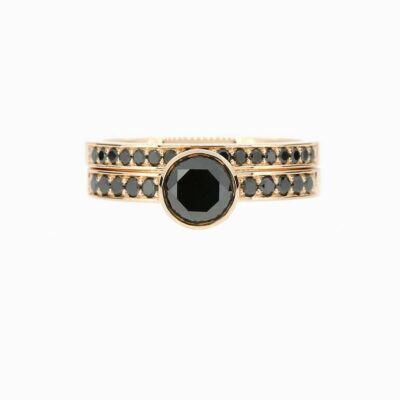 Black Diamond Bezel Ring Set