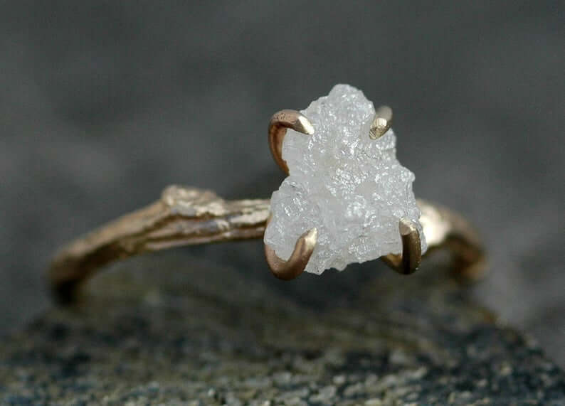 Snow White Raw Diamond Ring