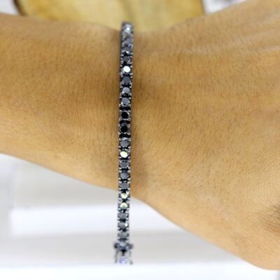 black diamond tennis bracelet on wrist