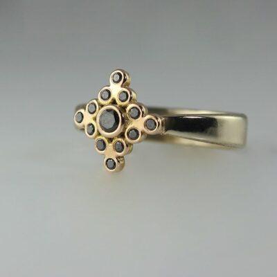 shop Black diamond yellow gold ring