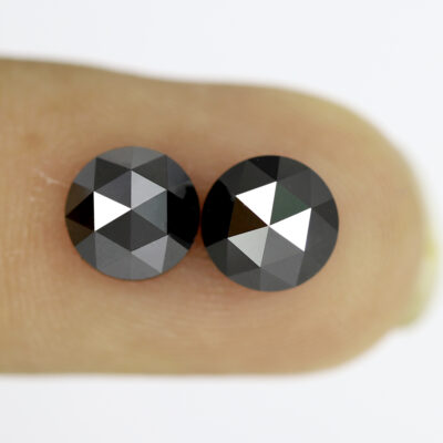 rose cut black diamonds pair