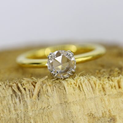 Rose cut diamond engagement ring