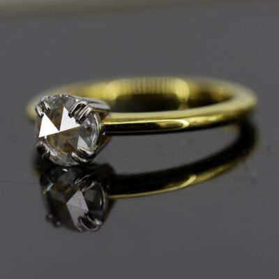 Rose cut diamond engagement ring