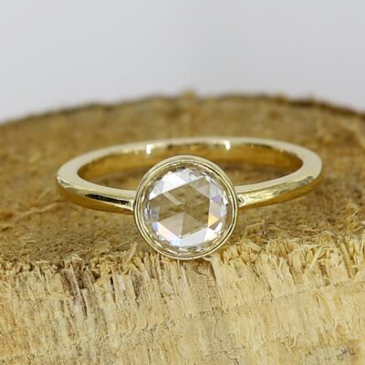 bezel shape rose cut diamond ring