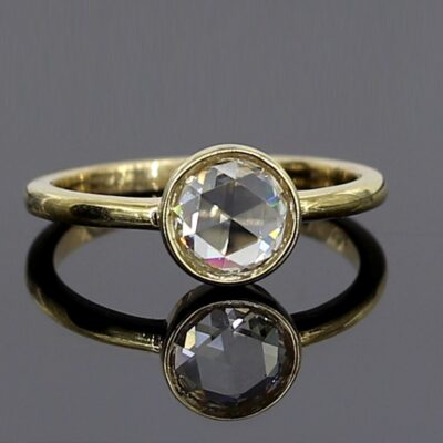 bezel shape rose cut diamond ring