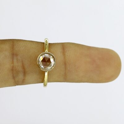 bezel shape rose cut diamond ring