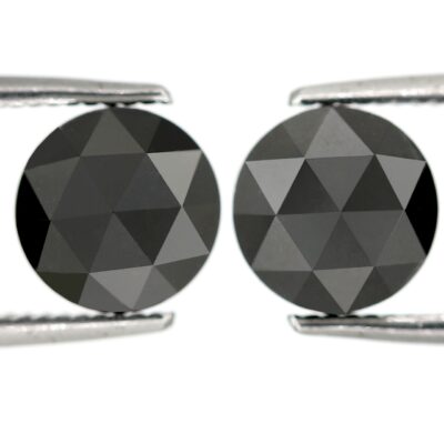 rose cut black diamonds pair