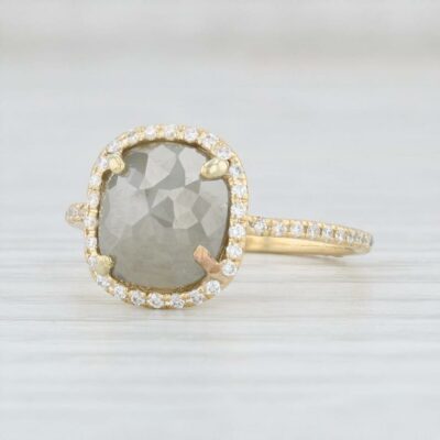 grey oval rustic diamond ring