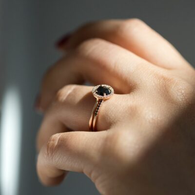 rose cut black diamond ring