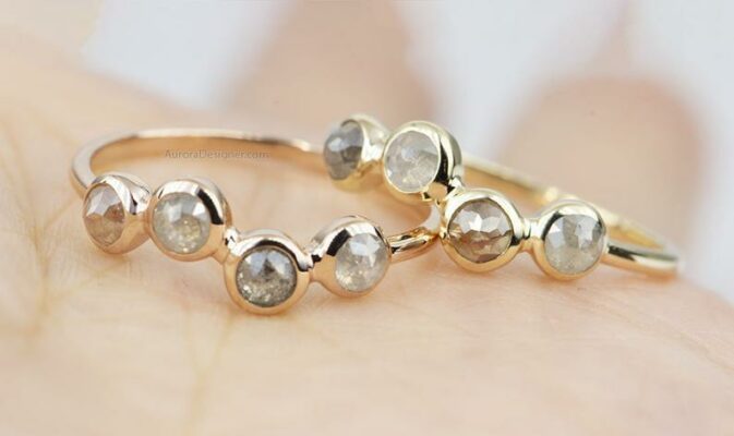 rustic diamond bands