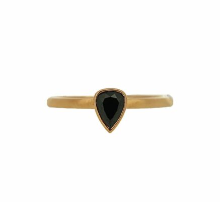 pear shape black diamond ring