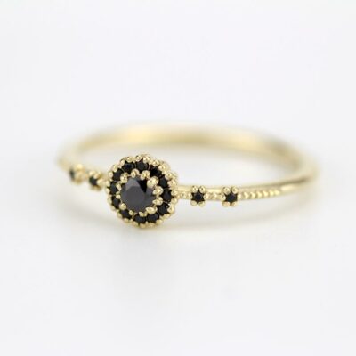 black diamond halo engagement ring