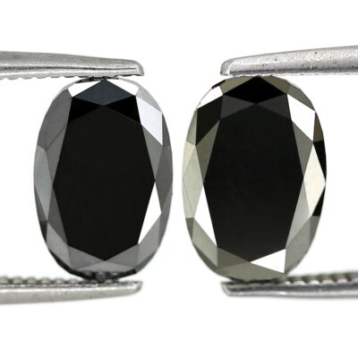 Oval shape black diamond pair