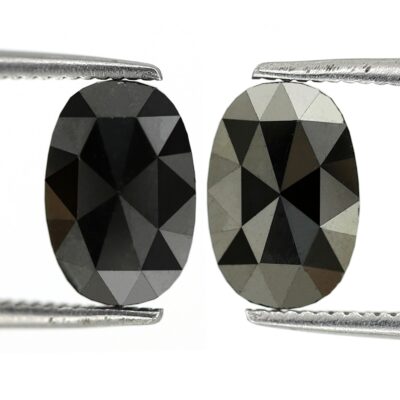 Oval shape black diamond pair