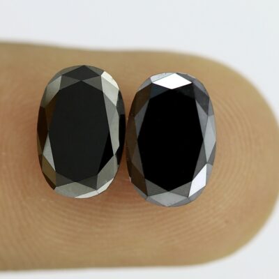 Oval shape black diamond pair