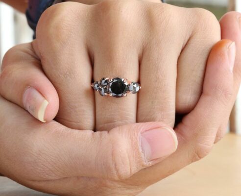 black diamond cluster ring