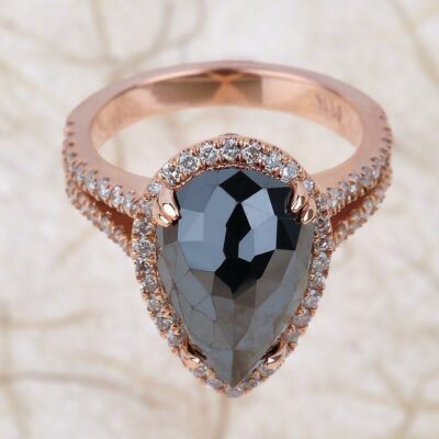 3 carat pear shape black diamond ring