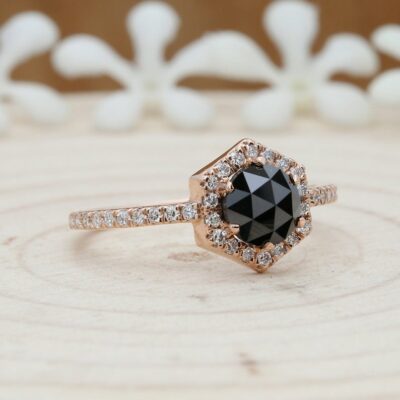 black diamond rose gold ring for slae