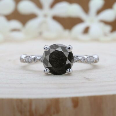 Round black diamond ring