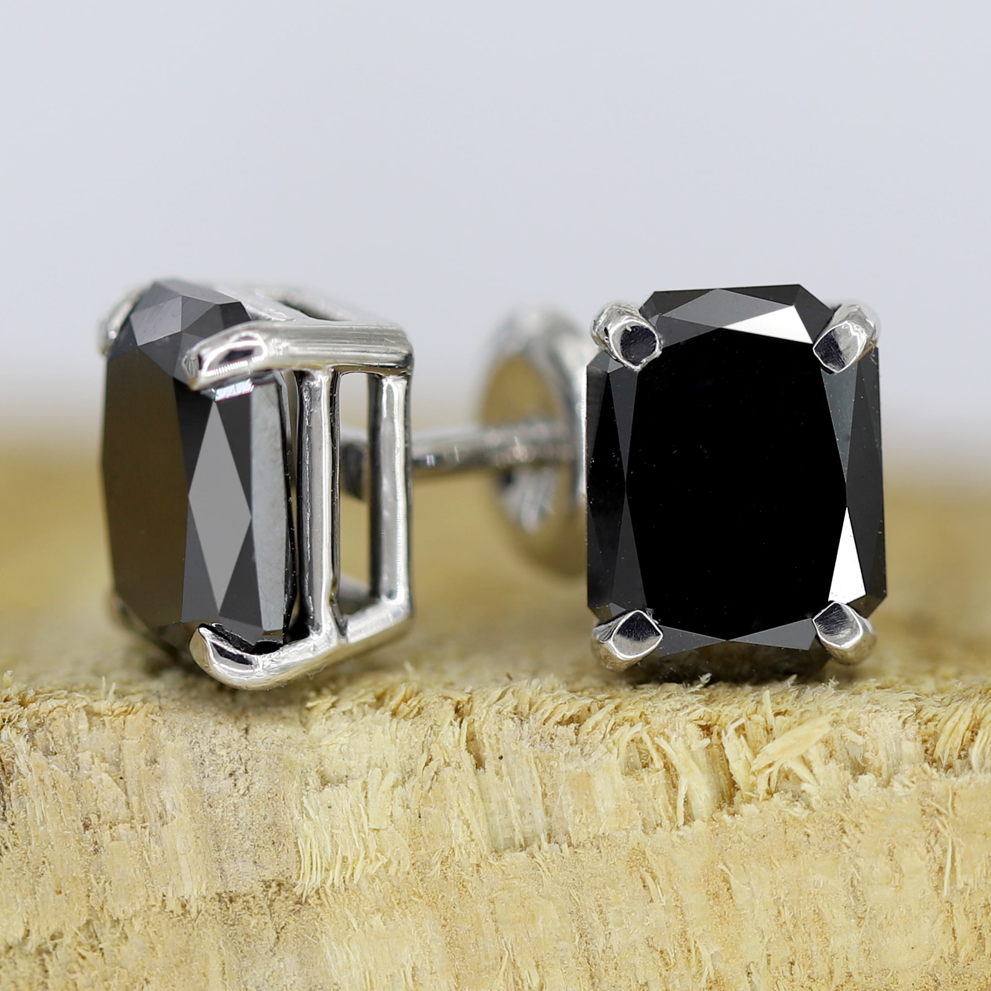 Square Black Diamond Stud Earrings-SOLD - Sholdt Jewelry Design