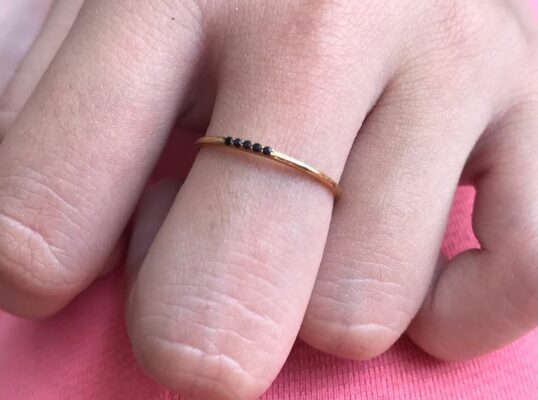 black diamond dainty ring