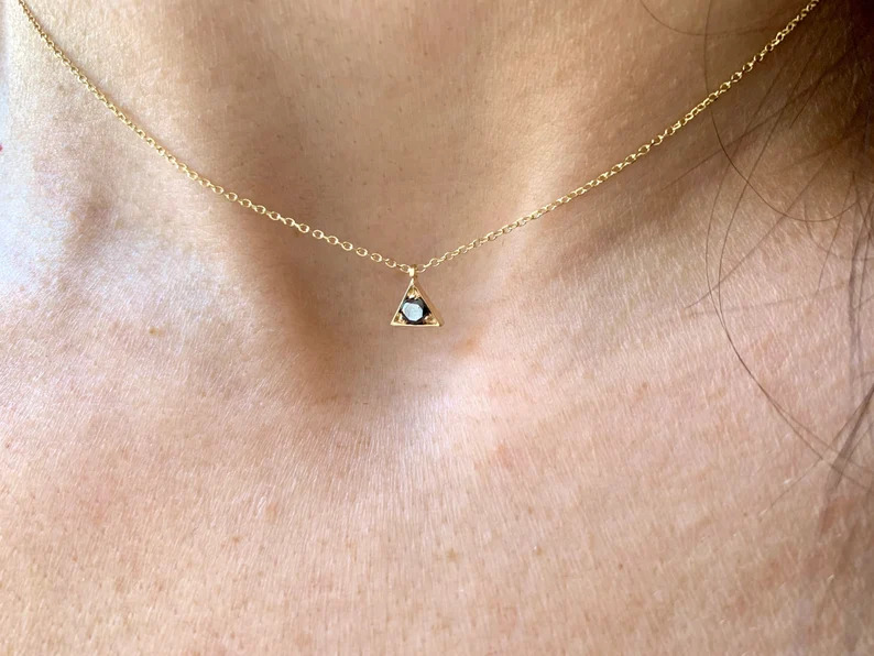 Dainty black diamond pendant